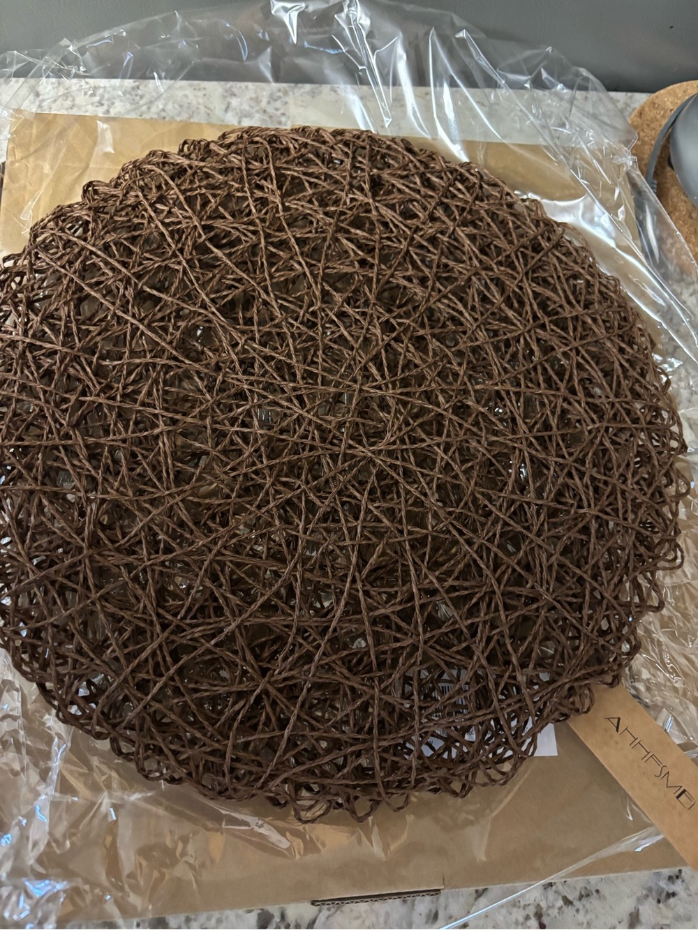 NWT set of 3 - Brown Woven Round placemats